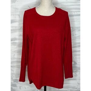 APT. 9 WOMEN'S SIZE LARGE CASUAL CLASSIC RED ROUND NECK SWEATER GLITTER FUN